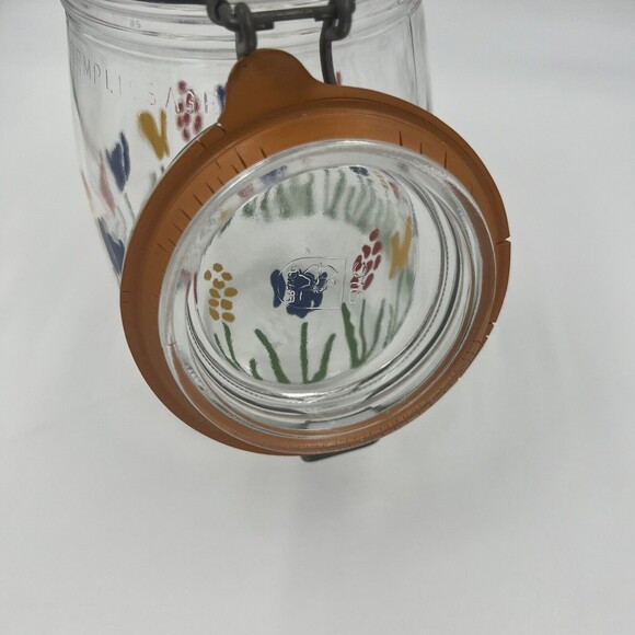 1 L Arc France Glass Canister Jar Tulip Floral Hinged Lid - Picture 9 of 9